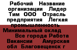 Рабочий › Название организации ­ Лидер Тим, ООО › Отрасль предприятия ­ Легкая промышленность › Минимальный оклад ­ 27 000 - Все города Работа » Вакансии   . Амурская обл.,Благовещенск г.